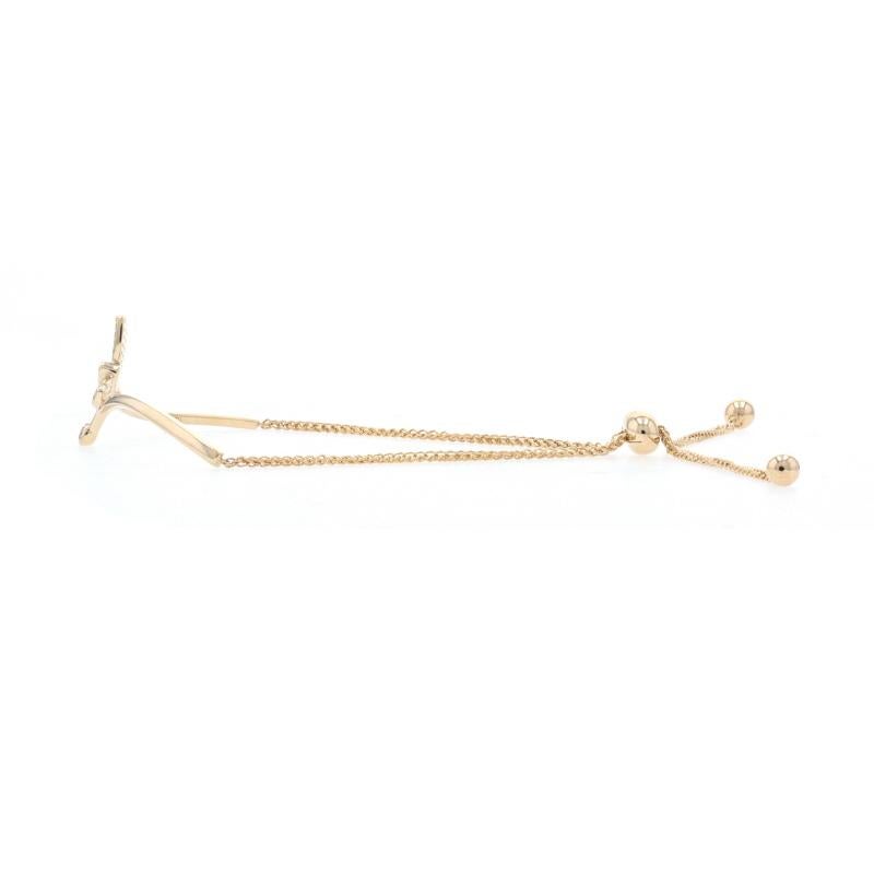 Yellow Gold Diamond Butterfly Bolo Bracelet -14k Single .20ctw Adjustable Length In New Condition For Sale In Greensboro, NC