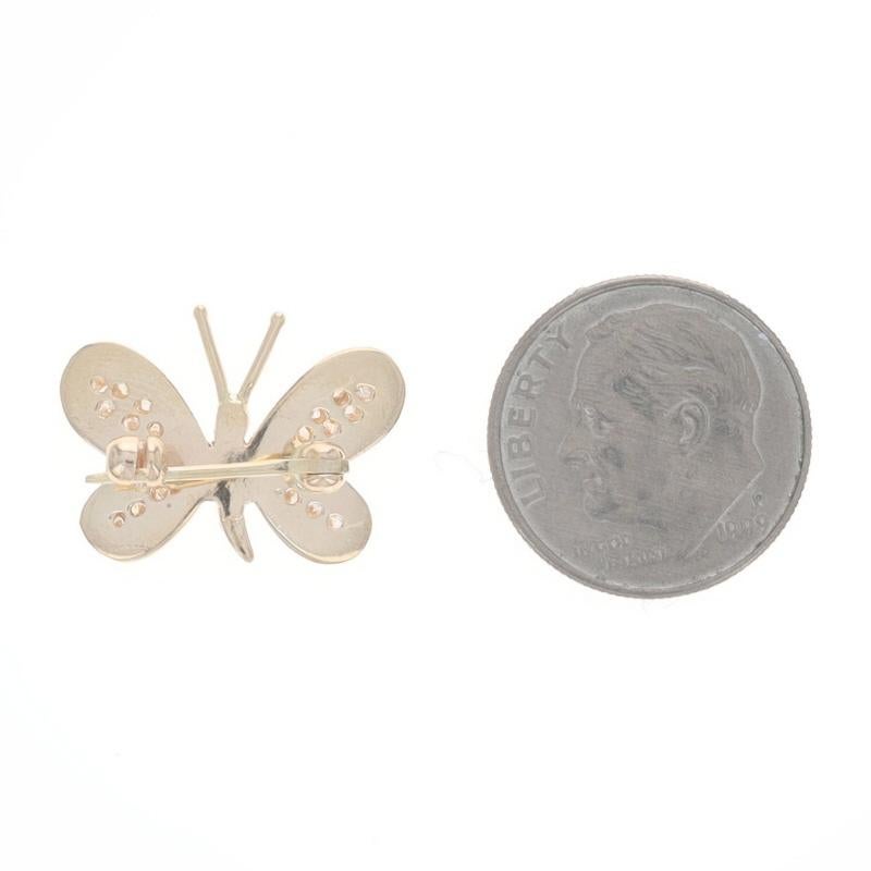 Gelbgold Diamant Schmetterling Brosche - 14k Runde Brillant .22ctw Insekt im Zustand „Hervorragend“ im Angebot in Greensboro, NC