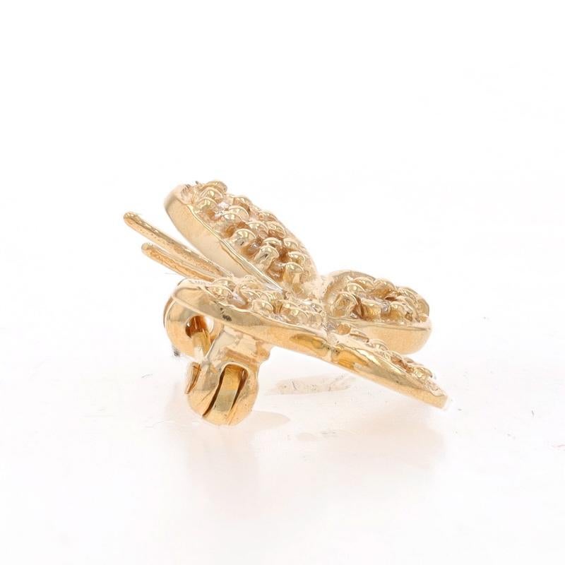 Round Cut Yellow Gold Diamond Butterfly Brooch Pin - 14k Round Brilliant .26ctw Spring For Sale