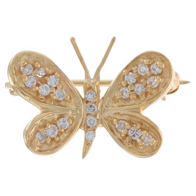 Spilla a grappolo di diamanti in oro giallo 14k Round .25ctw Pollinator Pin