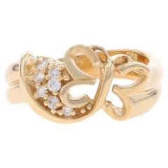 Gelbgold Diamant-Schmetterlings-Cluster-Ring - 14k rund .18ctw Nature Springtime