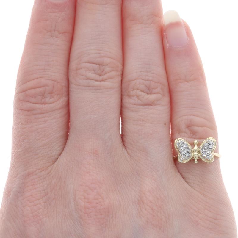 Gelbgold Diamant Schmetterling Cluster Ring - 14k Single Cut .20ctw Nature (Einfacher Schliff) im Angebot