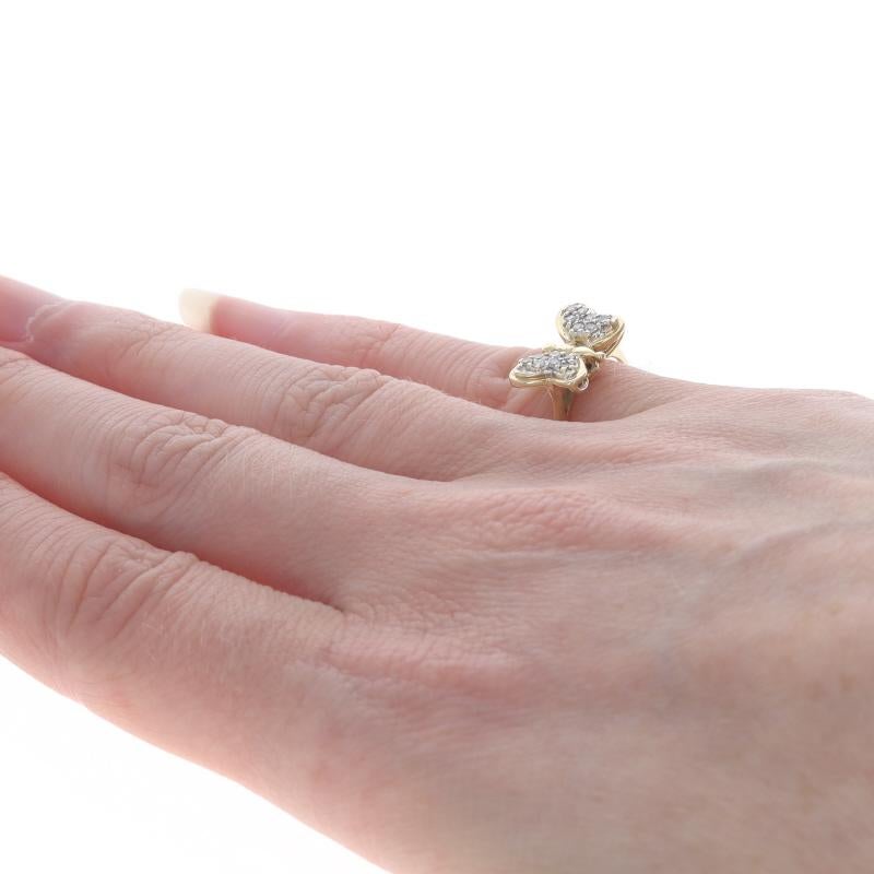 Gelbgold Diamant Schmetterling Cluster Ring - 14k Single Cut .20ctw Nature Damen im Angebot