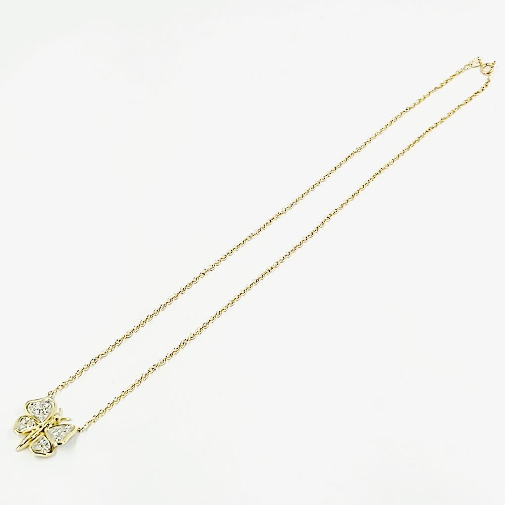 Yellow Gold Diamond Butterfly Necklace In Good Condition For Sale In Coral Gables, FL