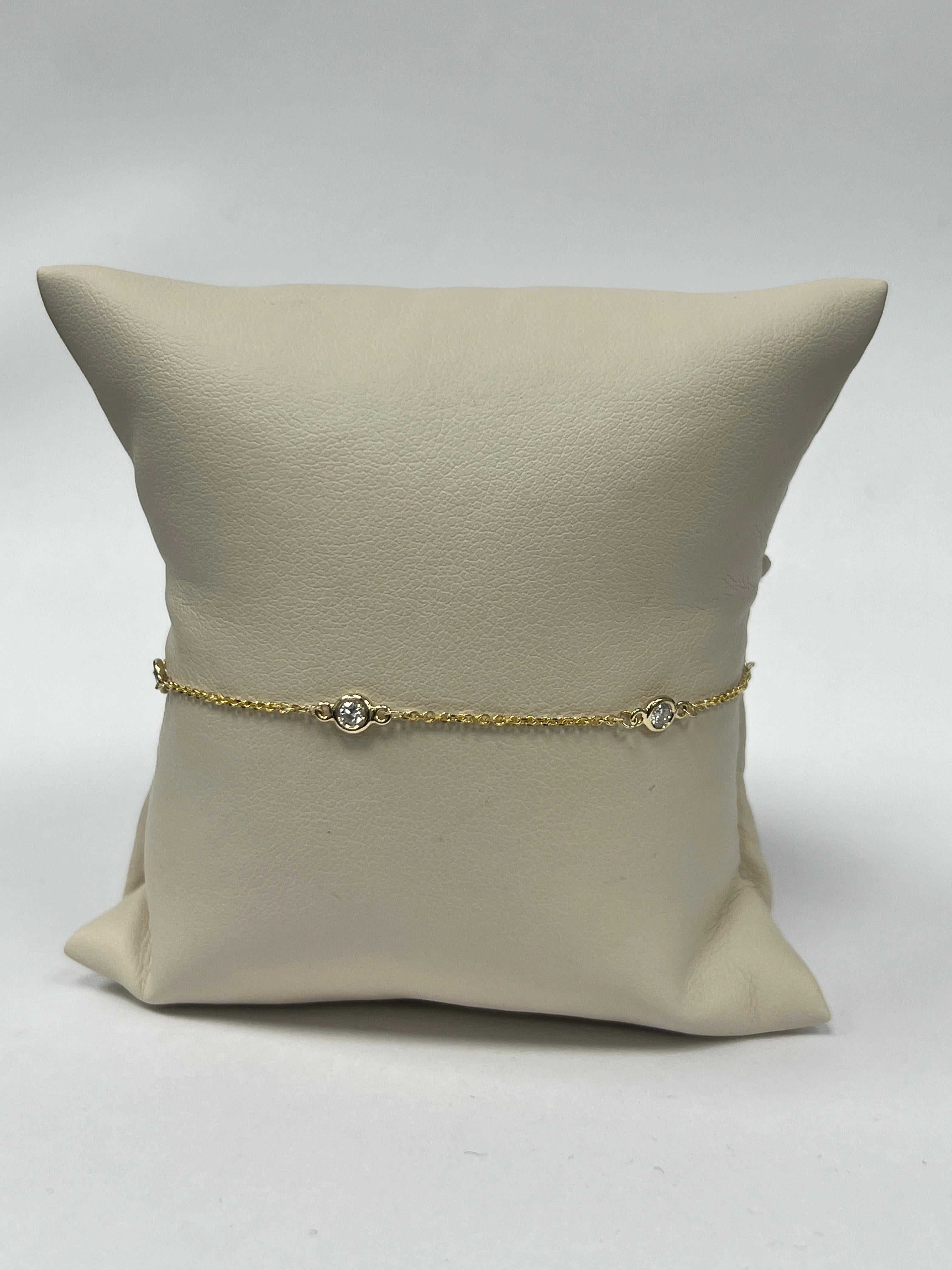 Modern Yellow Gold Diamond by the Yard Bracelet For Sale