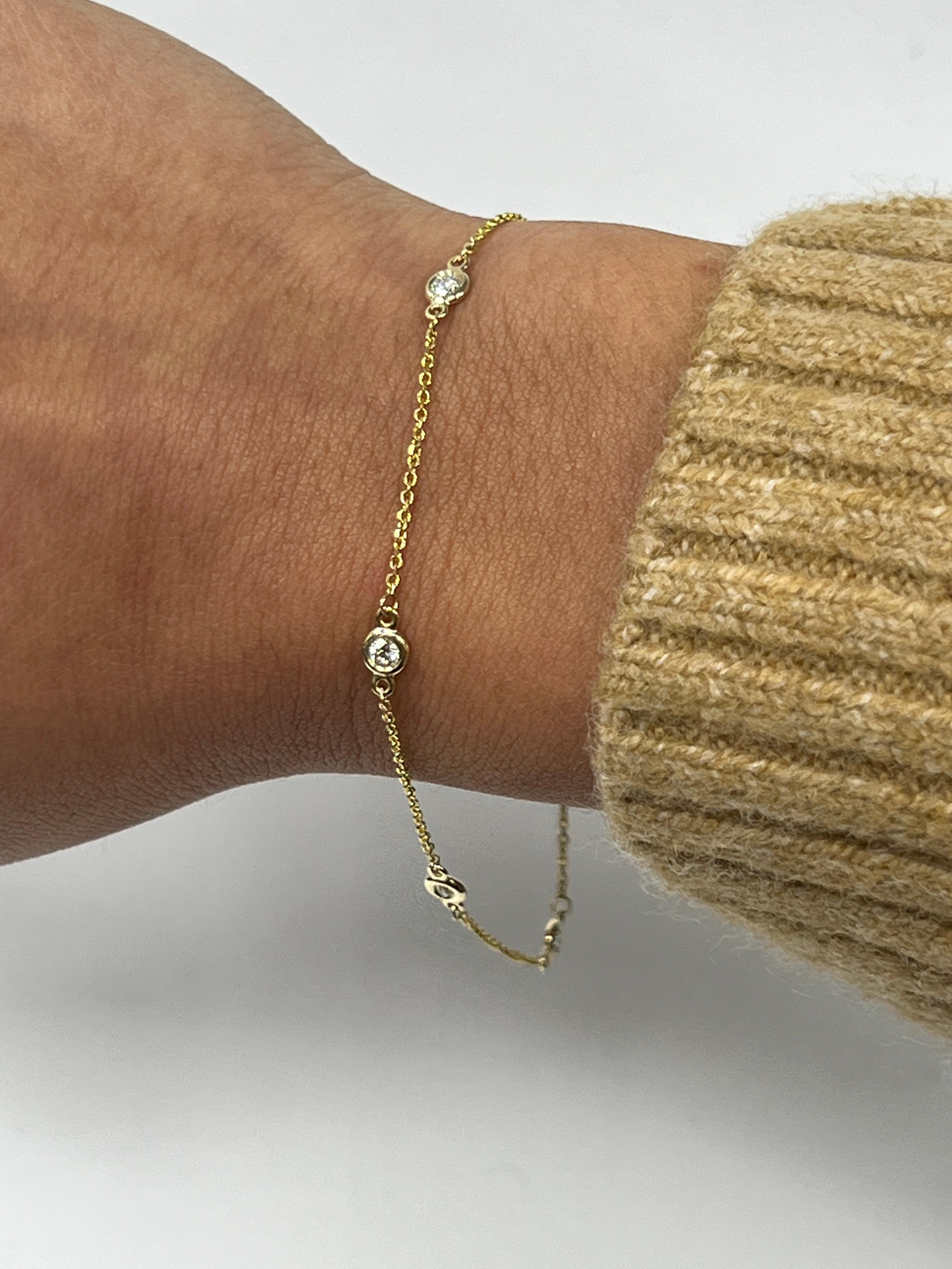 Brilliant Cut Yellow Gold Diamond by the Yard Bracelet For Sale