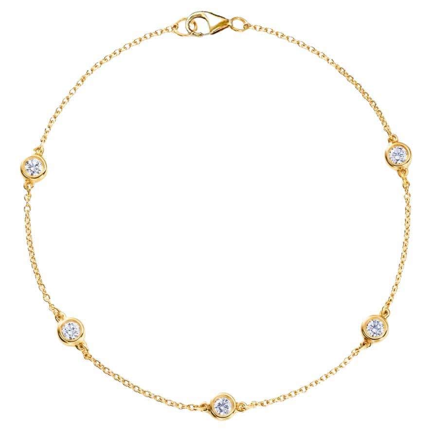 Yellow Gold Diamond by the Yard Bracelet For Sale at 1stDibs