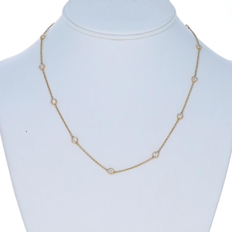 Taille ronde Collier en or jaune avec diamants à l'unité 18