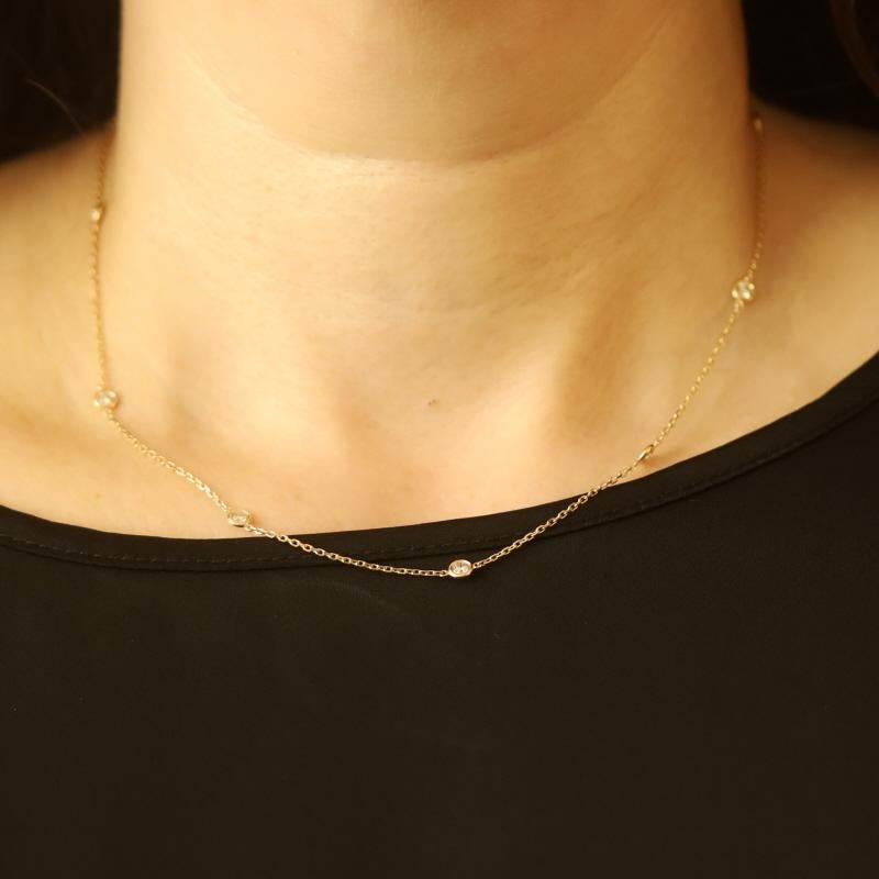 Taglio rotondo Collana di diamanti in oro giallo da 18