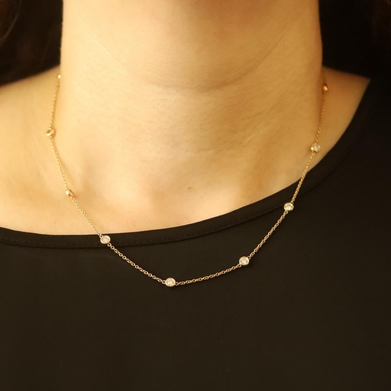 Taglio rotondo Collana di diamanti in oro giallo da 18