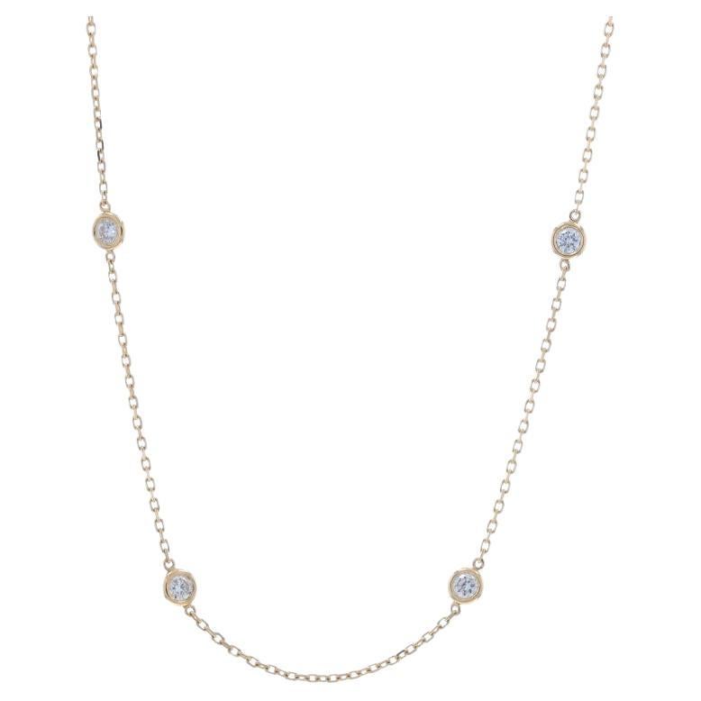 Collana di diamanti in oro giallo da 18" 14k a brillante rotondo 1,00ctw in vendita
