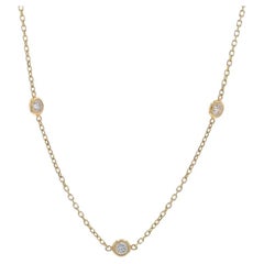 Yellow Gold Diamond by the Yard Necklace 18" 14k Round Brilliant 1.04ctw