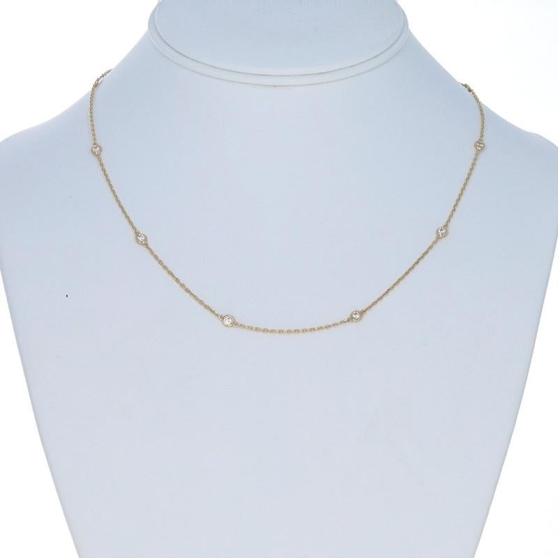 Taille ronde Collier en or jaune avec diamants à l'unité 18