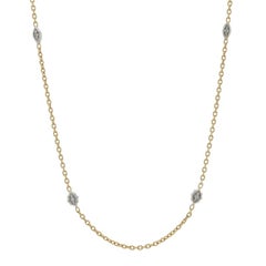 Yellow Gold Diamond by the Yard Necklace 19" -18k Round Brilliant .16ctw Station