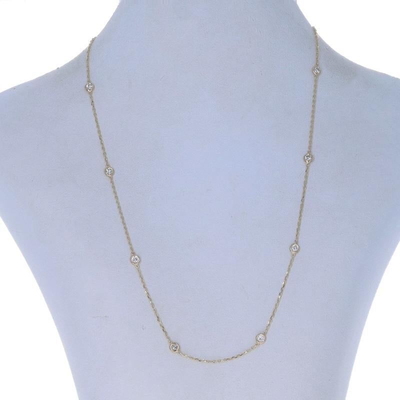 Metal Content: 14k Yellow Gold

Stone Information
Natural Diamonds
Carat(s): 1.27ctw
Cut: Round Brilliant
Color: K - L
Clarity: SI1 - SI2

Total Carats: 1.27ctw

Style: Diamond by the Yard
Chain Style: Diamond Cut Cable
Necklace Style: Chain