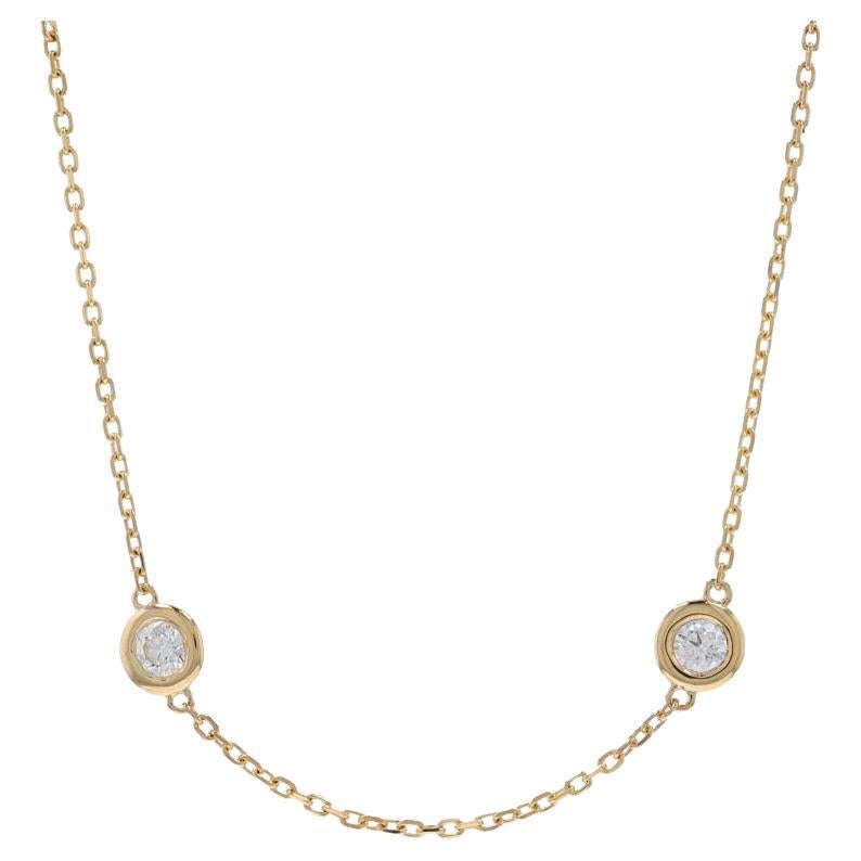Yellow Gold Diamond by the Yard Station Necklace 17 3/4" - 14k Round 1.27ctw For Sale