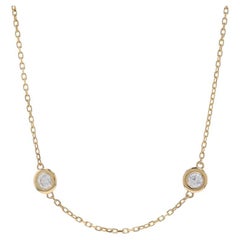 Yellow Gold Diamond by the Yard Station Necklace 17 3/4" - 14k Round 1.27ctw
