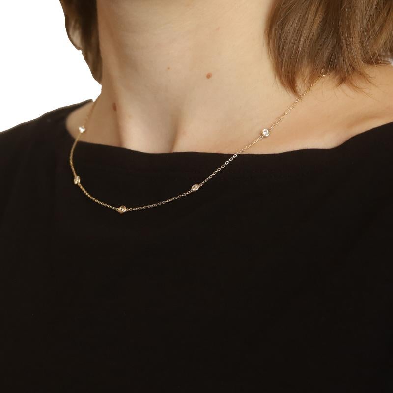 Yellow Gold Diamond by the Yard Station Necklace 18