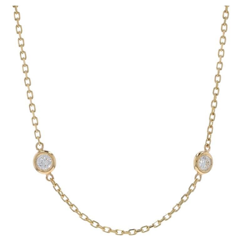 Yellow Gold Diamond by the Yard Station Necklace 18" -14k Round Brilliant .98ctw For Sale