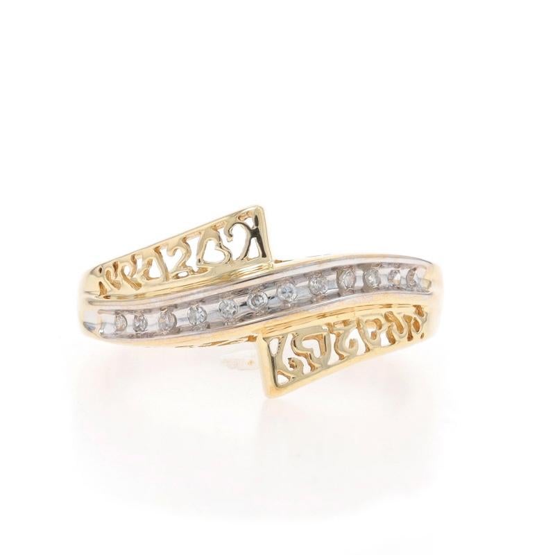 Size: 7
Sizing Fee: Up 1/2 a size for $25 or Down 1/2 a size for $25

Metal Content: 10k Yellow Gold & 10k White Gold

Stone Information

Natural Diamonds
Carat(s): .10ctw
Cut: Single
Color: H - I
Clarity: I1 - I2

Total Carats: .10ctw

Style: