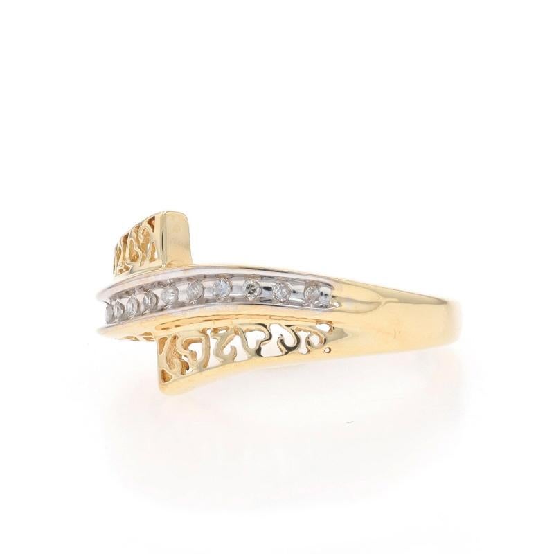 Women's Yellow Gold Diamond Bypass Band - 10k Single Cut .10ctw Love Hearts Ring For Sale