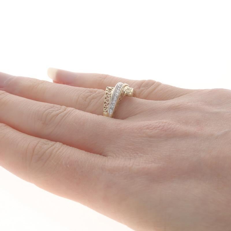 Yellow Gold Diamond Bypass Band - 10k Single Cut .10ctw Love Hearts Ring For Sale 1