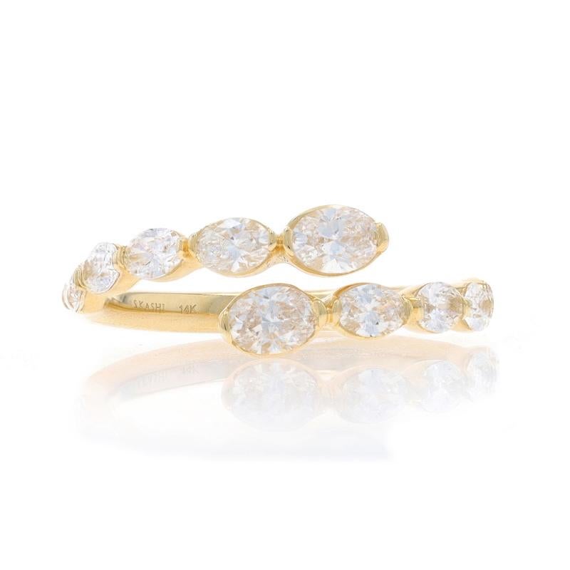 Size: 6 1/2

Note: Please contact us for a resizing quote.

Metal Content: 14k Yellow Gold

Stone Information

Natural Diamonds
Carat(s): 1.04ctw
Cut: Oval
Color: F - G
Clarity: VS2 - SI1

Total Carats: 1.04ctw

Style: Bypass