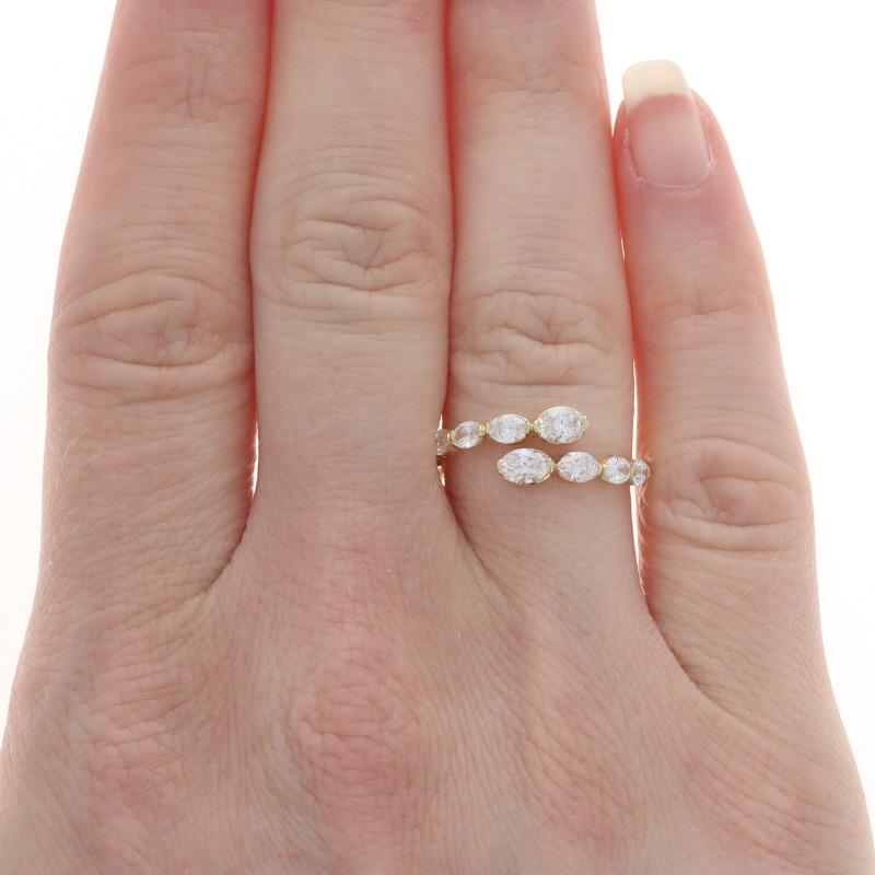 Oval Cut Yellow Gold Diamond Bypass Band - 14k Oval 1.04ctw Ring For Sale