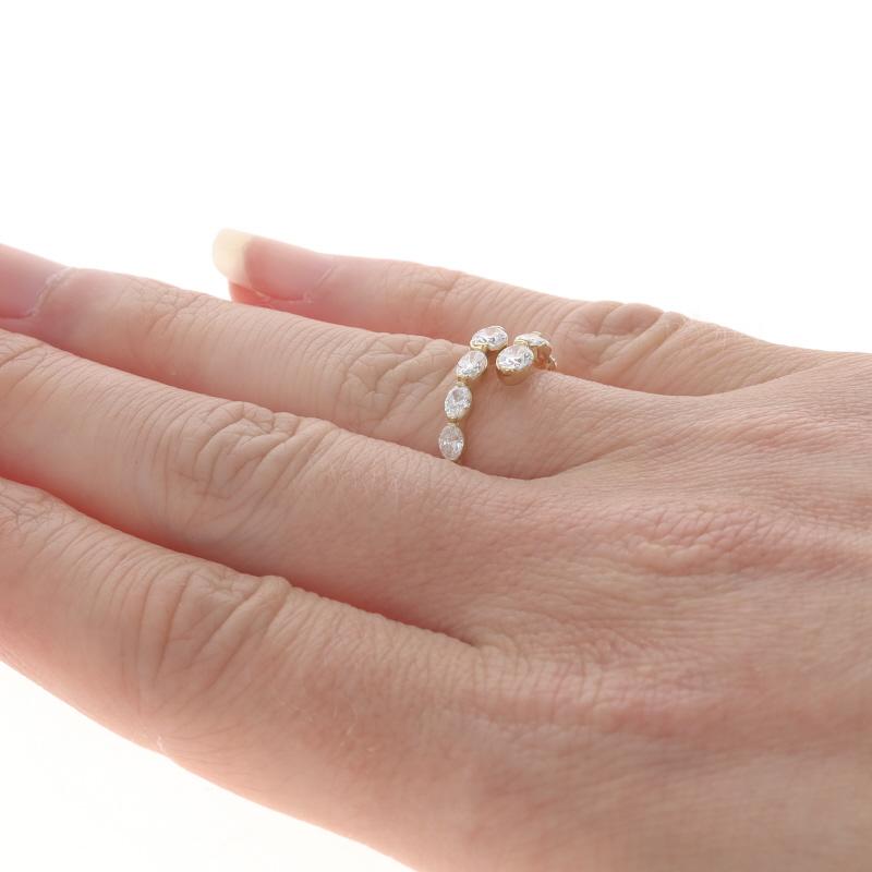 Women's Yellow Gold Diamond Bypass Band - 14k Oval 1.04ctw Ring For Sale