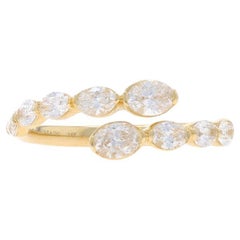 Yellow Gold Diamond Bypass Band - 14k Oval 1.04ctw Ring