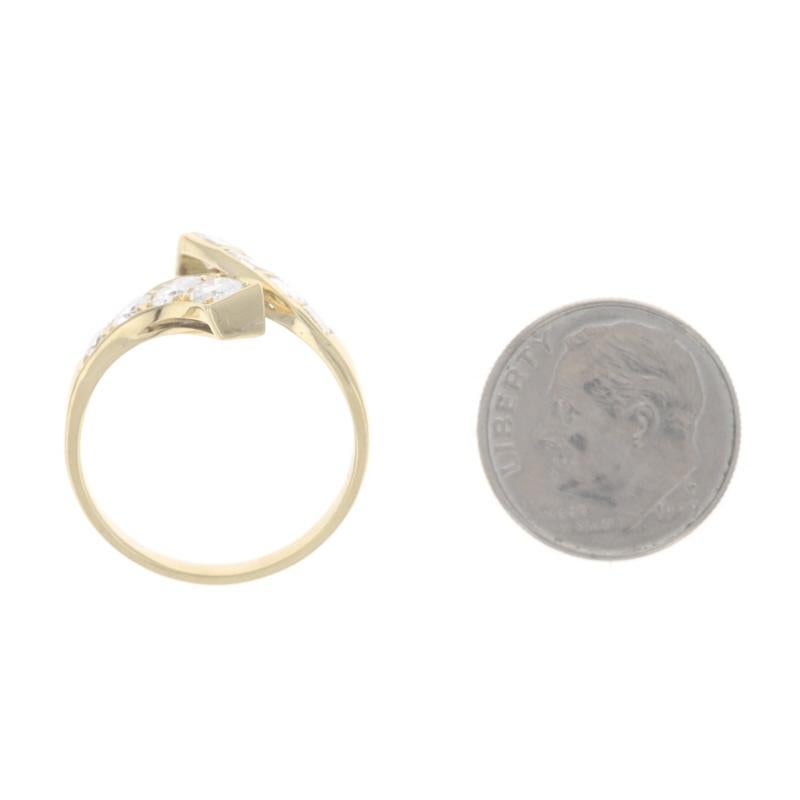 Yellow Gold Diamond Bypass Band - 18k Round Brilliant 1.22ctw Adjustable Ring For Sale 1