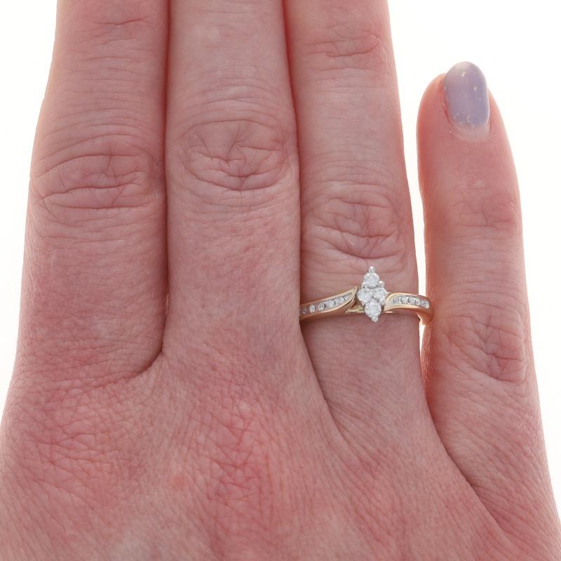 Round Cut Yellow Gold Diamond Bypass Engagement Ring - 10k Round Brilliant .25ctw