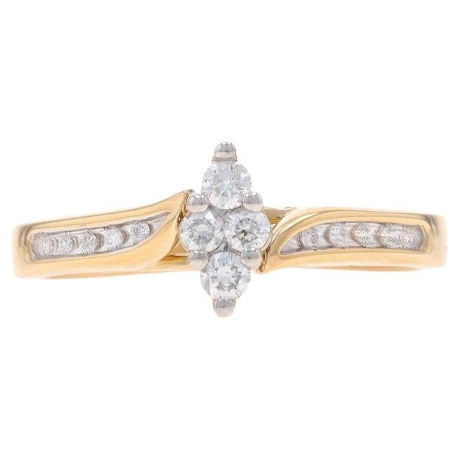 Yellow Gold Diamond Bypass Engagement Ring - 10k Round Brilliant .25ctw