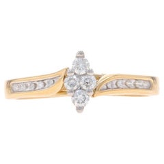 Yellow Gold Diamond Bypass Engagement Ring - 10k Round Brilliant .25ctw