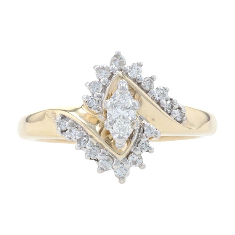 Yellow Gold Diamond Bypass Engagement Ring, 14k Marquise Cut .40ctw