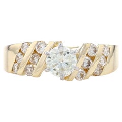 Yellow Gold Diamond Bypass Engagement Ring - 14k Round Brilliant .81ctw