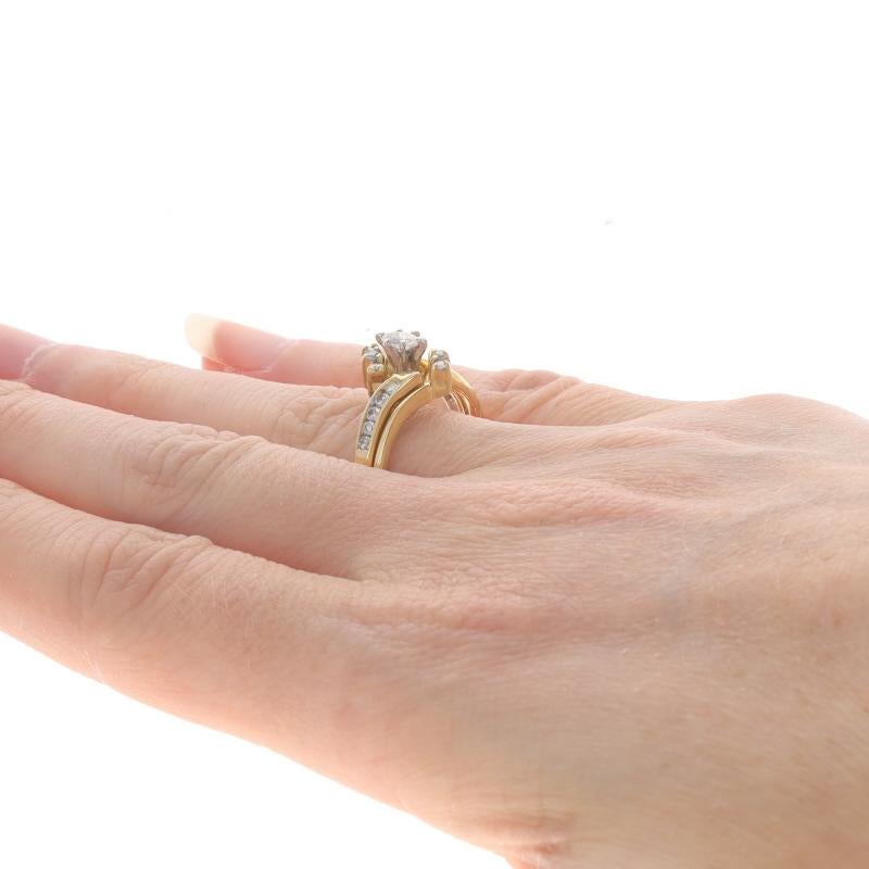 Yellow Gold Diamond Bypass Engagement Ring & Wedding Band - 14k Marquise .52ctw 1