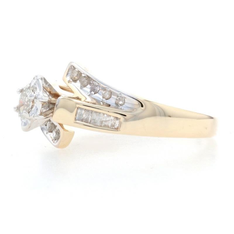 Yellow Gold Diamond Bypass Ring, 10k Marquise Cut .25ctw Engagement 3