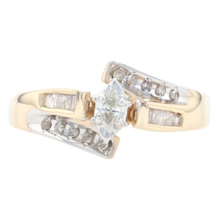 Gelbgold Diamant- Bypass-Ring, 10k Marquise-Schliff .25ctw Verlobungsring ()