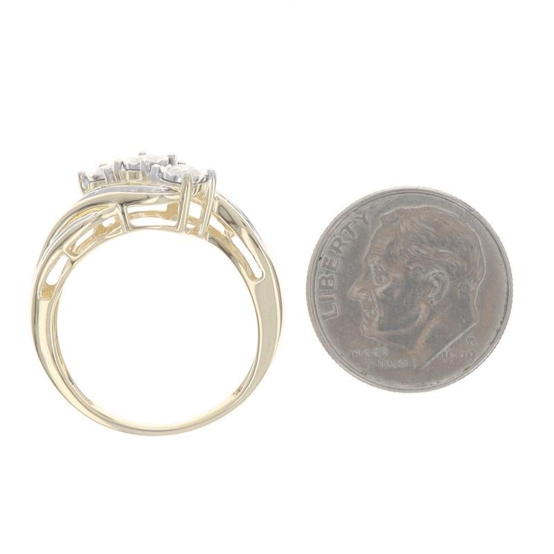 Yellow Gold Diamond Bypass Ring 10k Round Brilliant & Single Stone .50ctw Three-Stone en vente 1