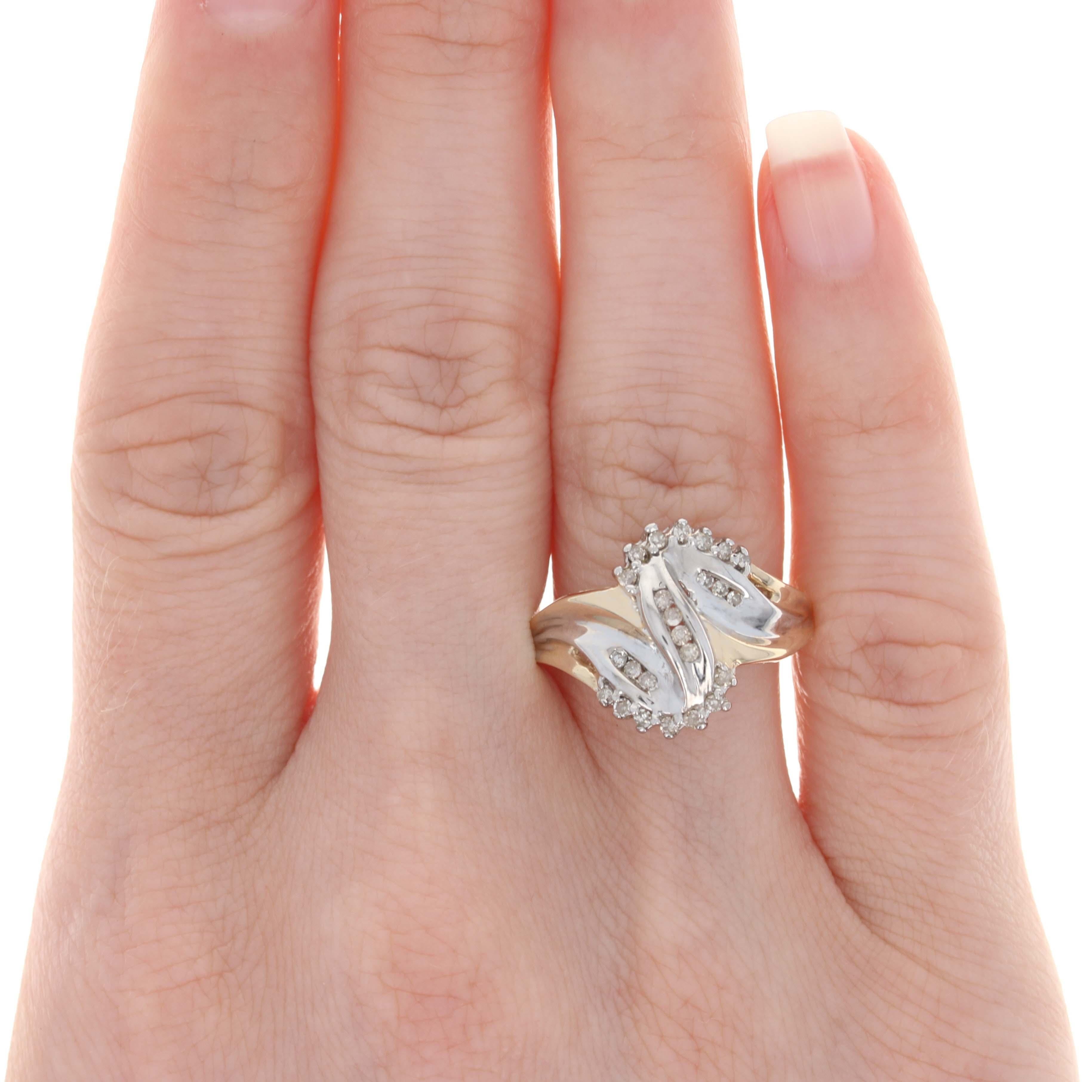Yellow Gold Diamond Bypass Ring, 10k Single Cut .10ctw 2