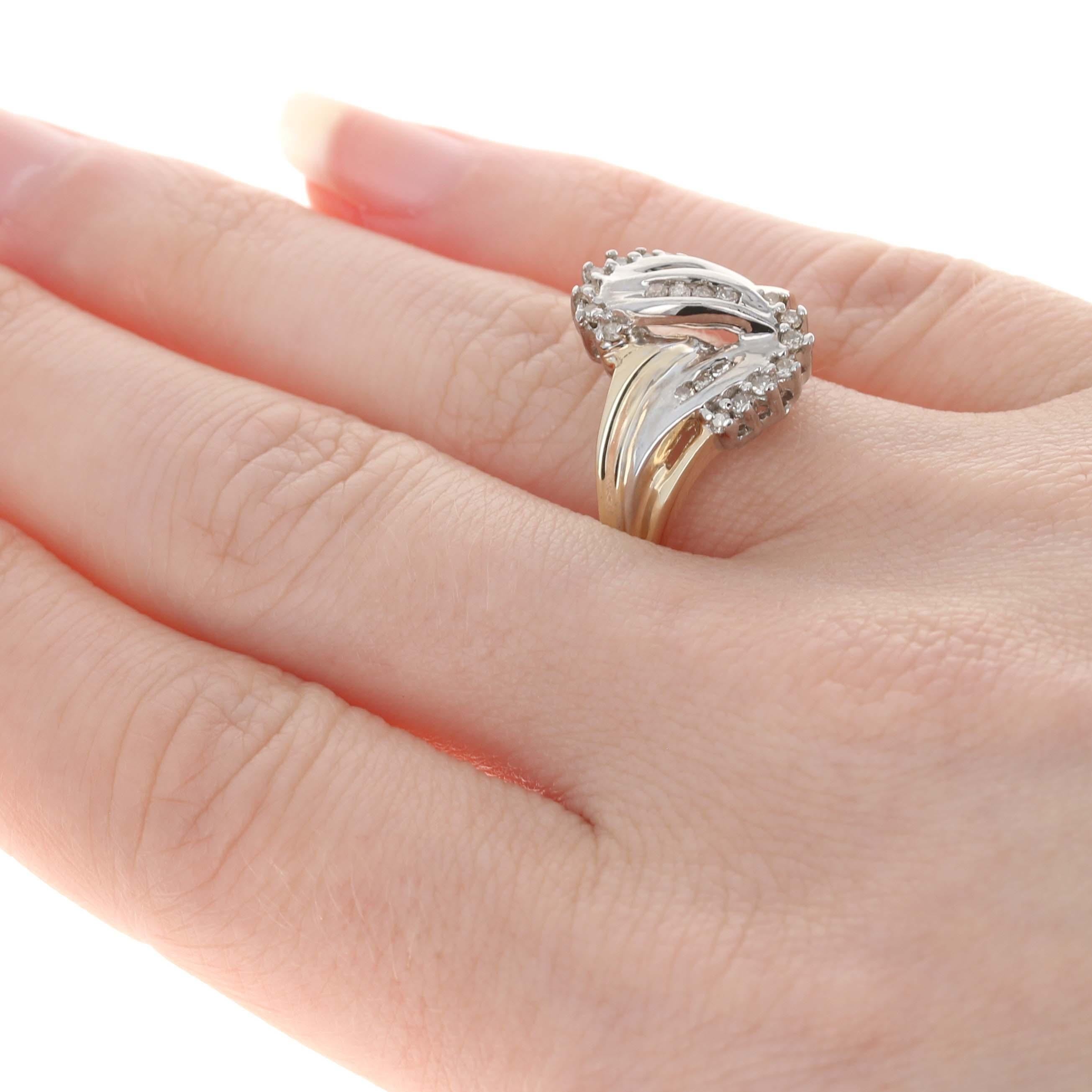 Yellow Gold Diamond Bypass Ring, 10k Single Cut .10ctw 3