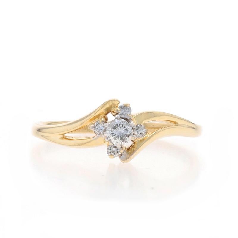 Yellow Gold Diamond Bypass Ring - 14k Round Brilliant .14ctw Promise