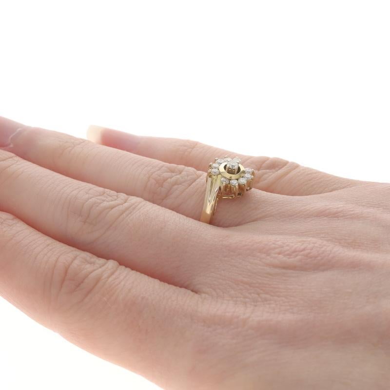 Donna Anello Bypass con diamante in oro giallo - 14k Brilliante rotondo .30ctw in vendita