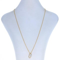Yellow Gold Diamond Carabiner Lock Pendant Necklace, 14k .25ctw