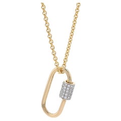 Yellow Gold Diamond Carabiner Lock Pendant Necklace, 14k .25ctw