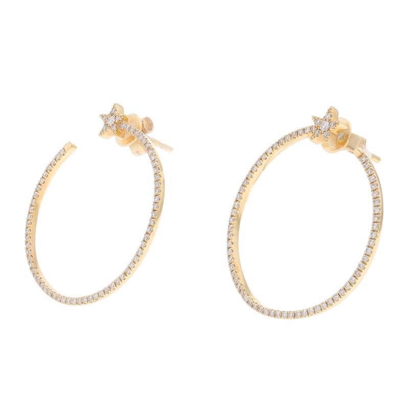 Taglio singolo Orecchini a cerchio aperti in oro giallo con diamante Celestial Star 14k 0,37ctw in vendita
