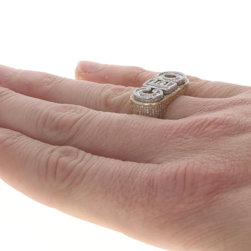 Yellow Gold Diamond CEO Men's Ring - 10k Single & Bag 2.00ctw Pave Bling Sz 10 For Sale 1
