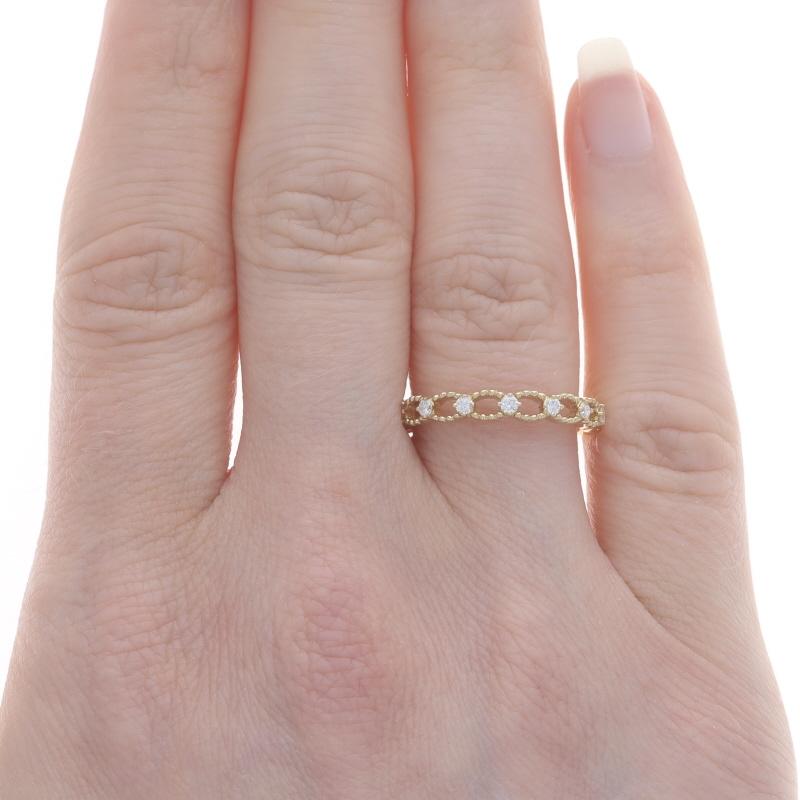 Gelbgold Diamant Kette Gliederring - 14k rund .15ctw Milgrain Ehering (Rundschliff)