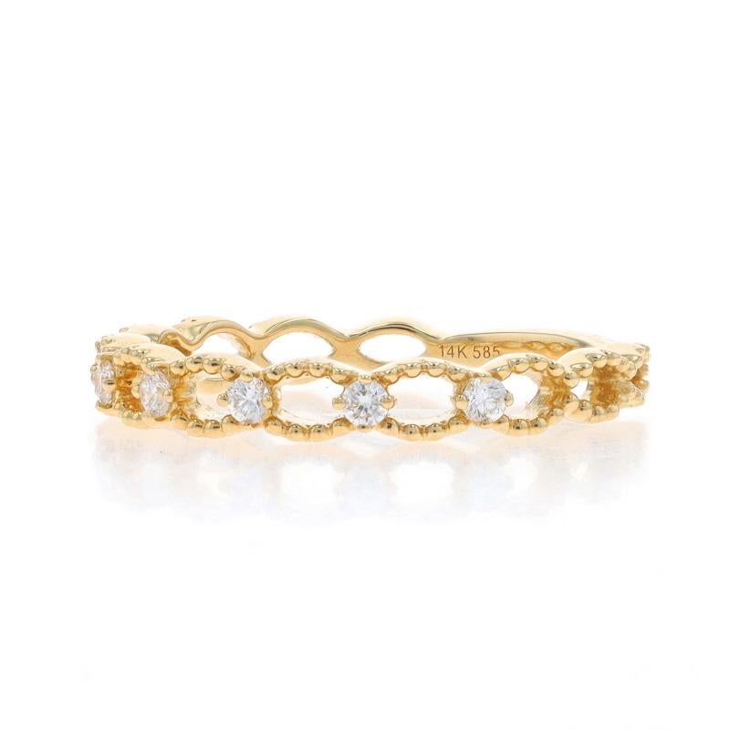 Gelbgold Diamant Kette Gliederring - 14k rund .15ctw Milgrain Ehering im Zustand „Neu“ in Greensboro, NC